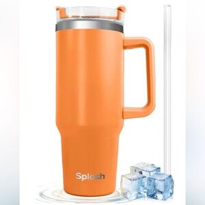 40 OZ Bling Tumbler w Handle Straw and Lid, Large Vacuum Insulated Leakproof
